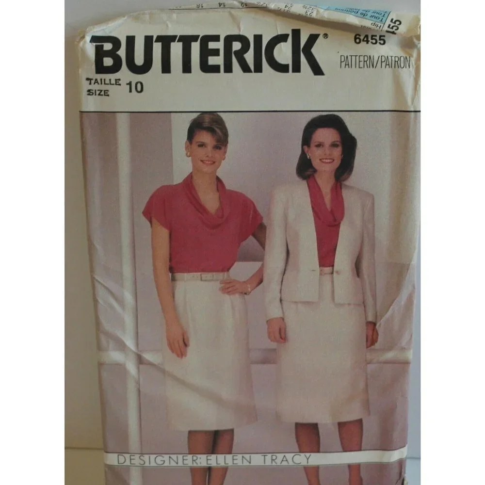 Butterick 6455 Sewing Pattern Misses‎ Size 10 White Ellen Tracy Jacket Skirt Set